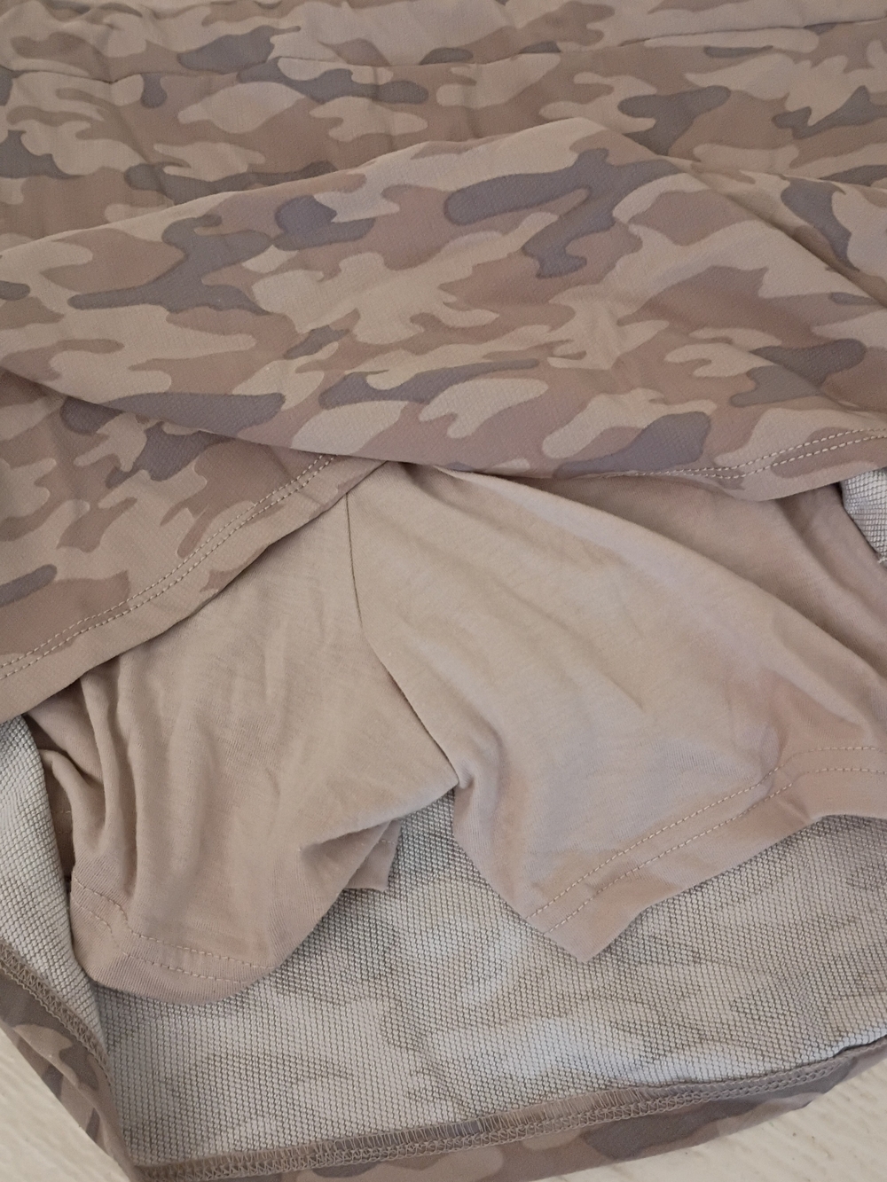 Neutral Beige Camo Mini Skirt with Zip Pockets - Picture 4 of 4